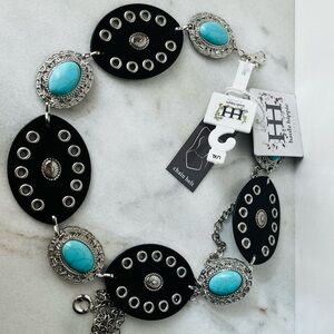 Haute Hippie Black and Silver belt with Turquoise Accents